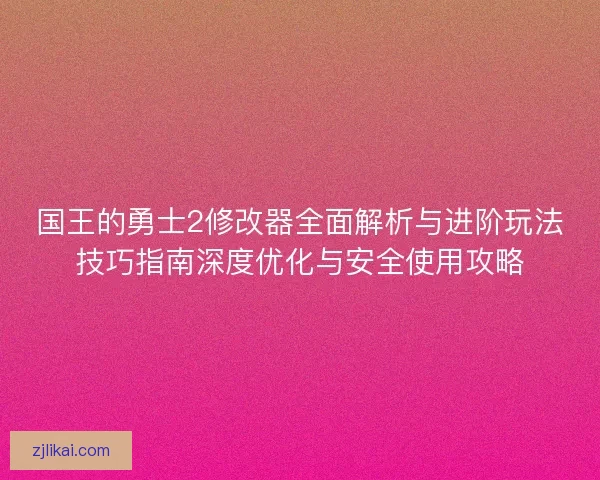 国王的勇士2修改器全面解析与进阶玩法技巧指南深度优化与安全使用攻略