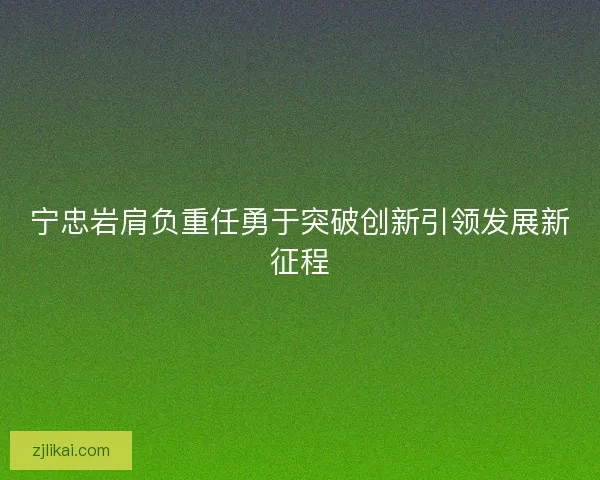 宁忠岩肩负重任勇于突破创新引领发展新征程